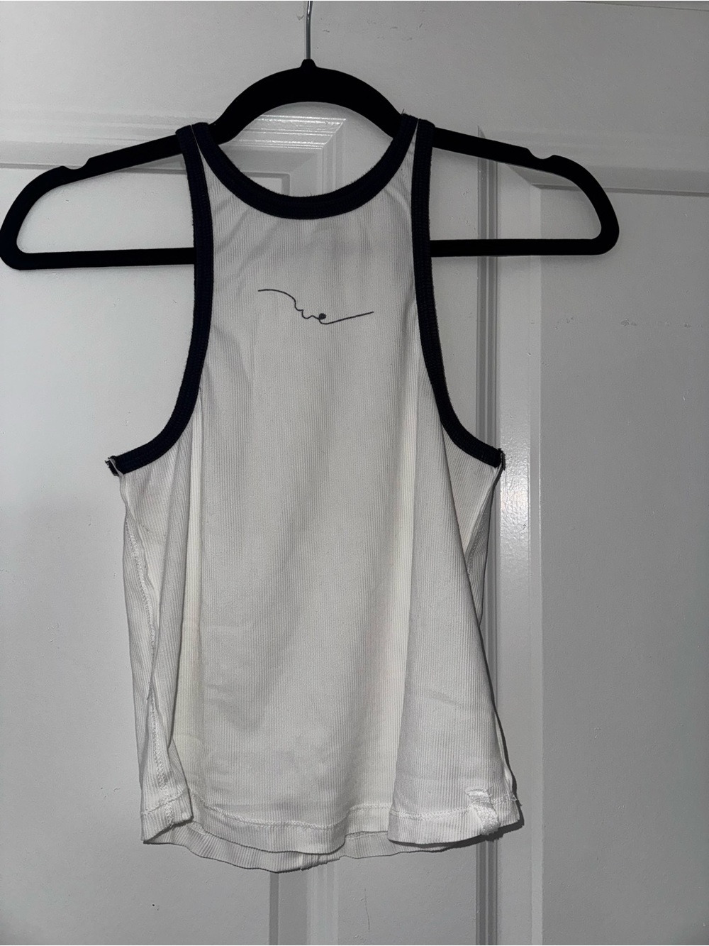 We The Free White Tank with Navy Trim - Ribbed Racerback